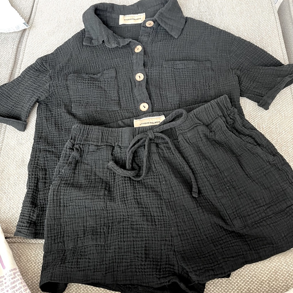 Studio Palmer Black Linen Shirt and Shorts Set |size S| worn once, bought abroad